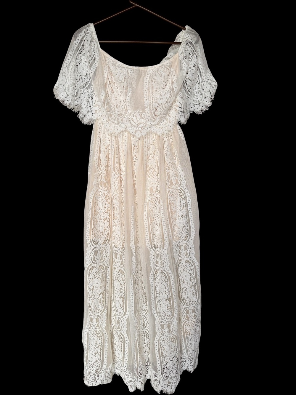 Baltic Born Cream Lace Maxi Dress Romantic Cottagecore Size M - Picture 2 of 6